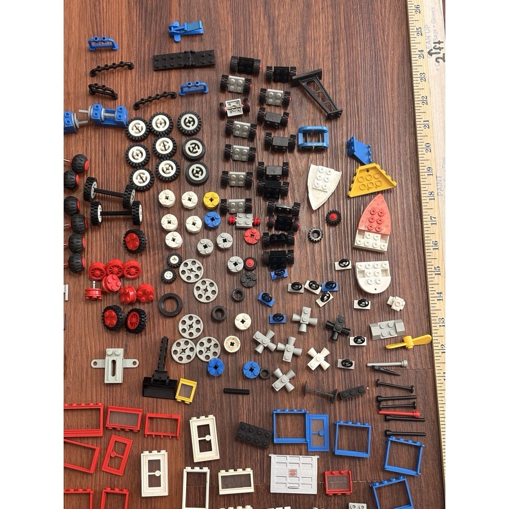 Lego Pieces Lot Tires Axle Door Window Flag Boat Steering Wheel Propeller Pulley - Picture 3 of 8